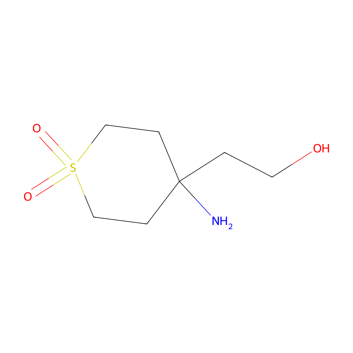4-Amino-4-(2-hydroxyethyl)-1lambda6-thiane-1,1-dione molecular structure, CAS 1489099-41-3