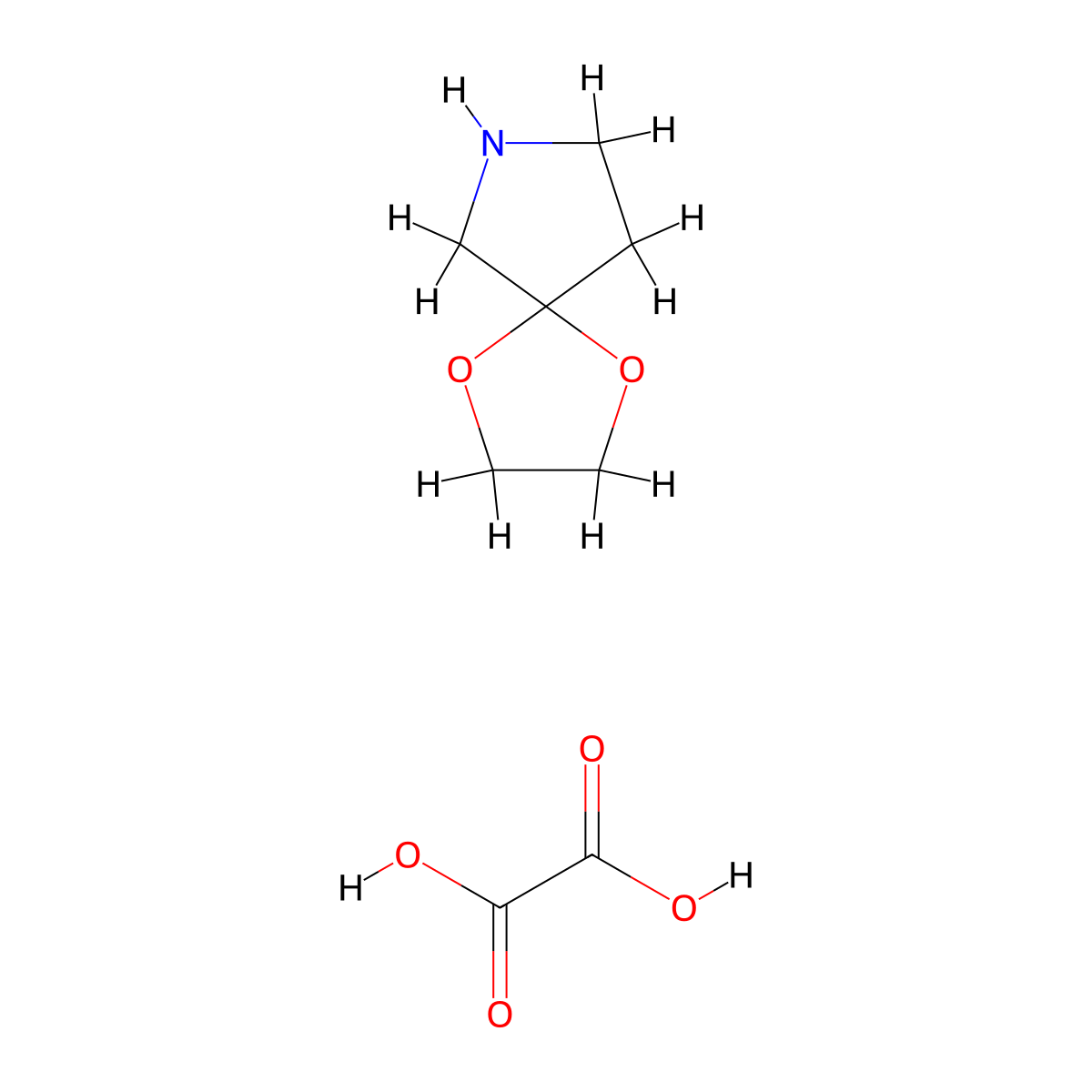 1,4-Dioxa-7-aza-spiro[4.4]nonane oxalate molecular structure, CAS 14891-13-5