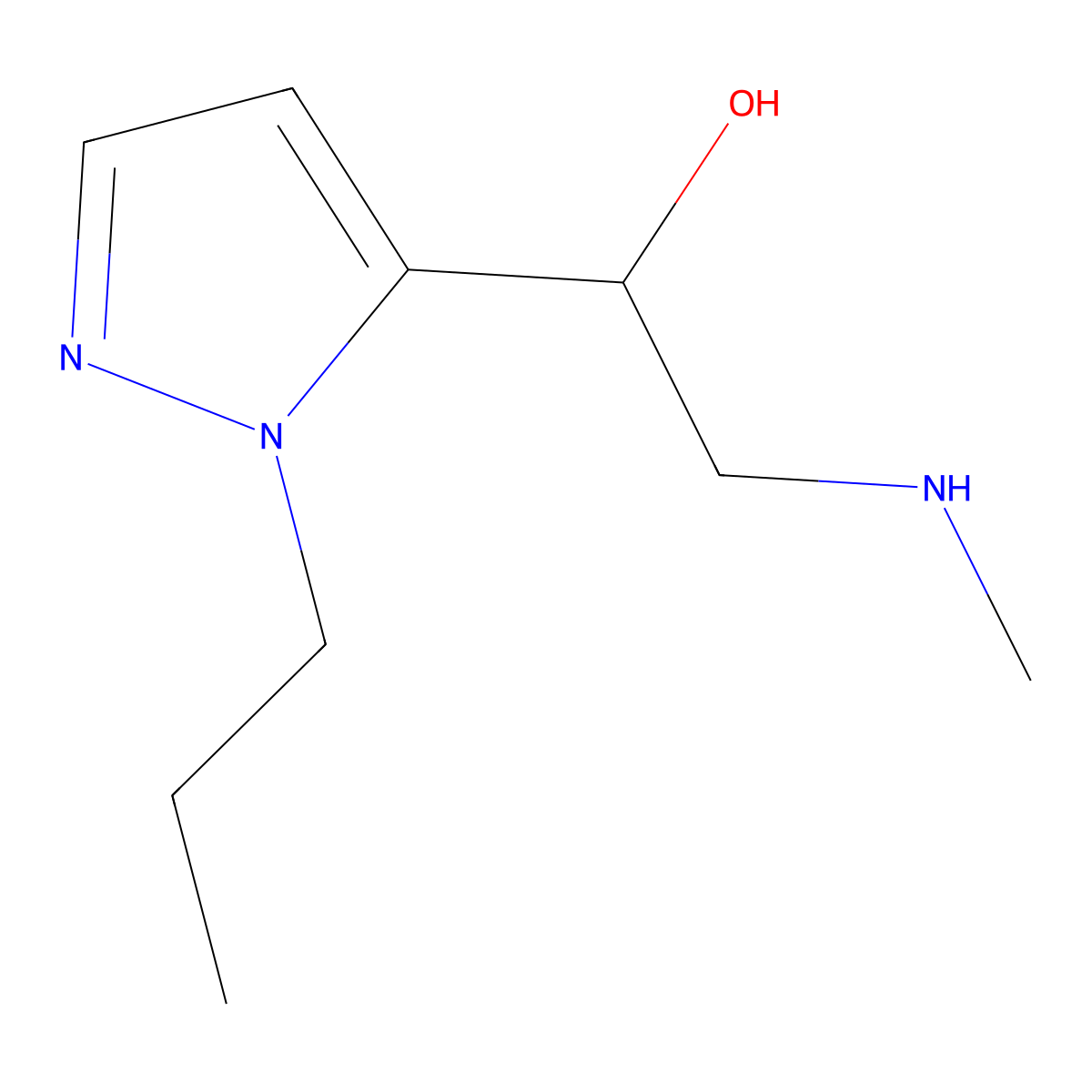 2-(Methylamino)-1-(1-propyl-1h-pyrazol-5-yl)ethan-1-ol molecular structure, CAS 1489107-05-2