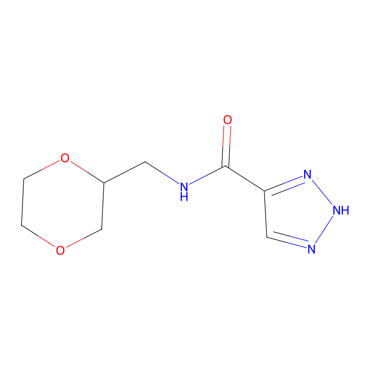 N-(1,4-dioxan-2-ylmethyl)-1H-1,2,3-triazole-5-carboxamide molecular structure, CAS 1489110-06-6