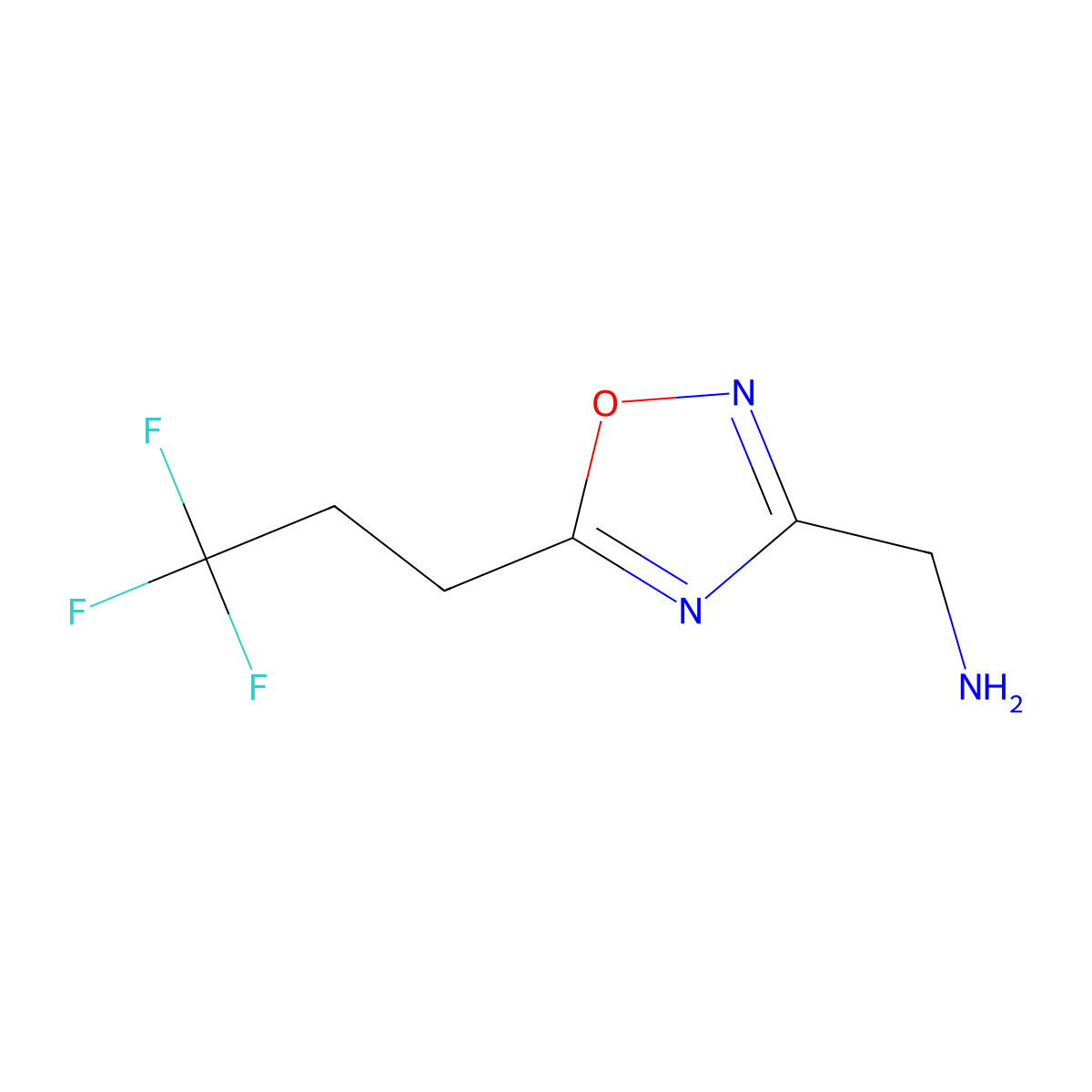 [5-(3,3,3-Trifluoropropyl)-1,2,4-oxadiazol-3-yl]methanamine molecular structure, CAS 1489113-02-1