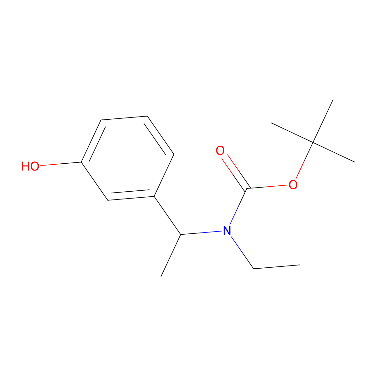 tert-butyl N-ethyl-N-[1-(3-hydroxyphenyl)ethyl]carbamate molecular structure, CAS 1489123-66-1