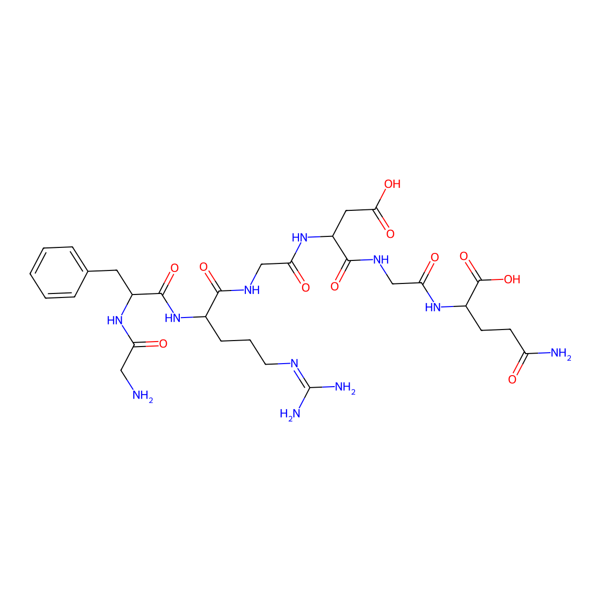 (2S)-5-amino-2-[[2-[[(2S)-2-[[2-[[(2S)-2-[[(2S)-2-[(2-aminoacetyl)amino]-3-phenylpropanoyl]amino]-5-(diaminomethylideneamino)pentanoyl]amino]acetyl]amino]-3-carboxypropanoyl]amino]acetyl]amino]-5-oxopentanoic acid molecular structure, CAS 148913-98-8
