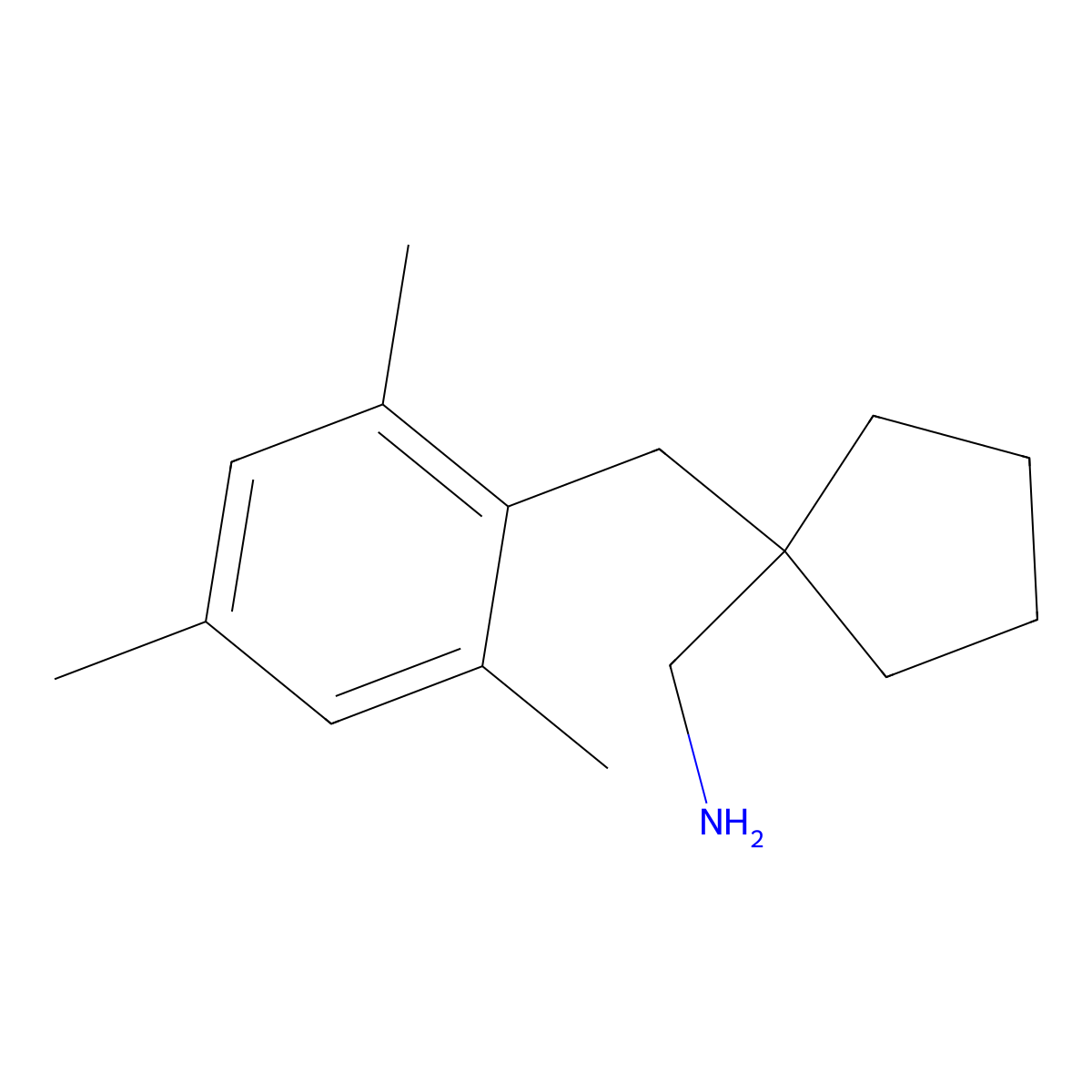 (1-(2,4,6-Trimethylbenzyl)cyclopentyl)methanamine molecular structure, CAS 1489143-06-7