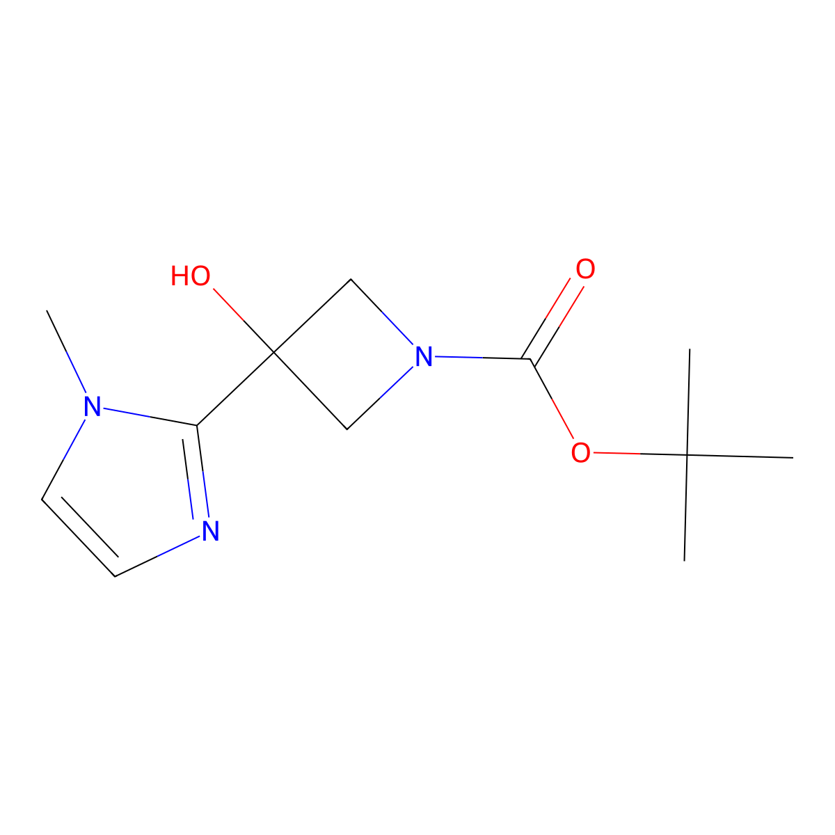 1,1-Dimethylethyl 3-hydroxy-3-(1-methyl-1H-imidazol-2-yl)-1-azetidinecarboxylate molecular structure, CAS 1489170-42-4