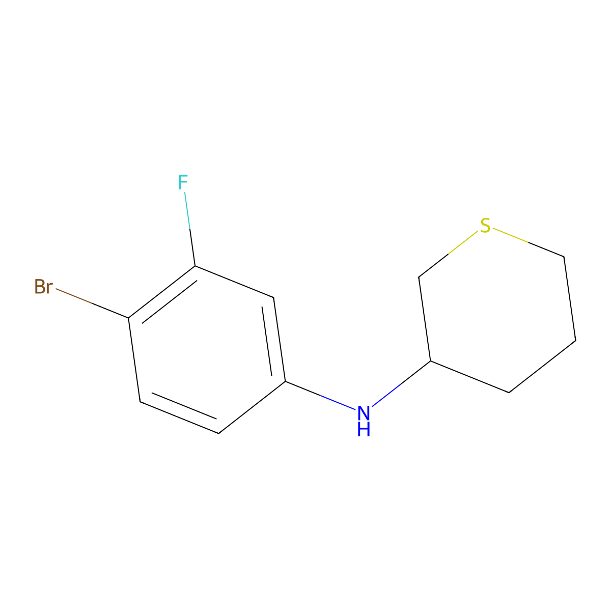 N-(4-bromo-3-fluorophenyl)thian-3-amine molecular structure, CAS 1489192-73-5