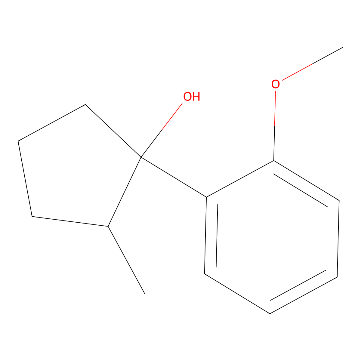 1-(2-Methoxyphenyl)-2-methylcyclopentan-1-ol molecular structure, CAS 1489198-69-7