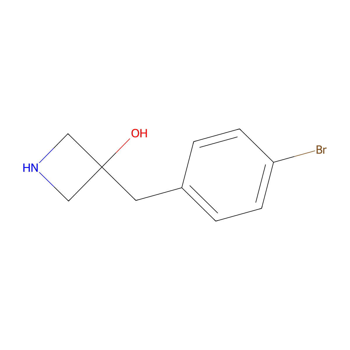 3-[(4-Bromophenyl)methyl]azetidin-3-ol molecular structure, CAS 1489204-66-1