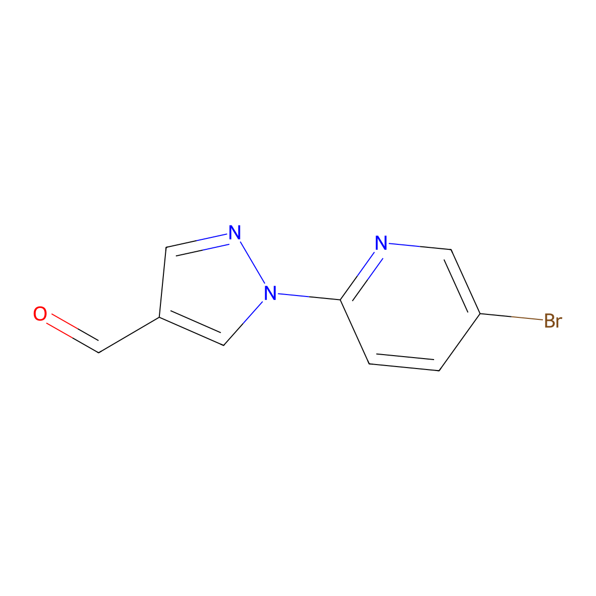 1-(5-Bromopyridin-2-yl)-1H-pyrazole-4-carbaldehyde molecular structure, CAS 1489211-85-9