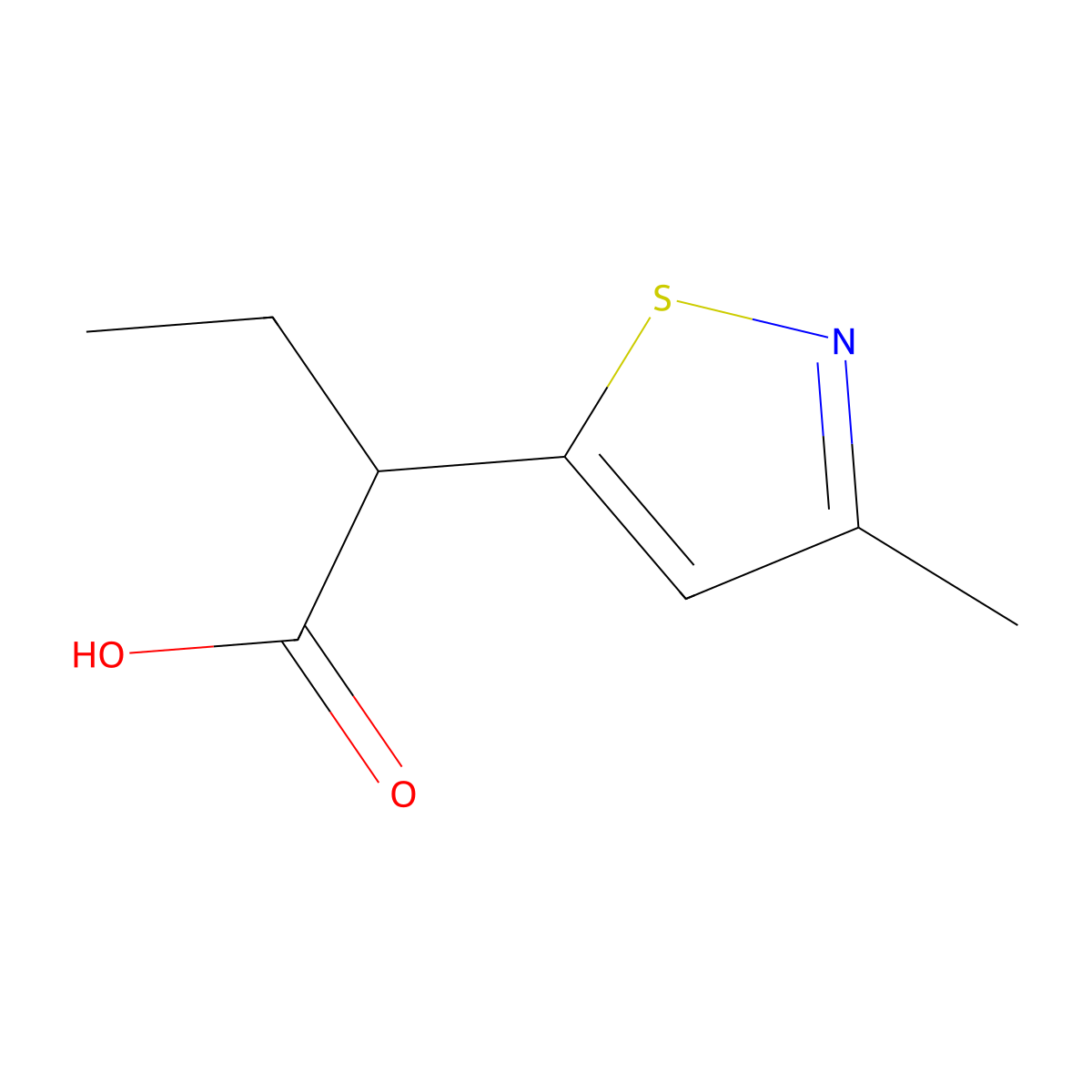 2-(3-Methyl-1,2-thiazol-5-yl)butanoic acid molecular structure, CAS 1489222-15-2