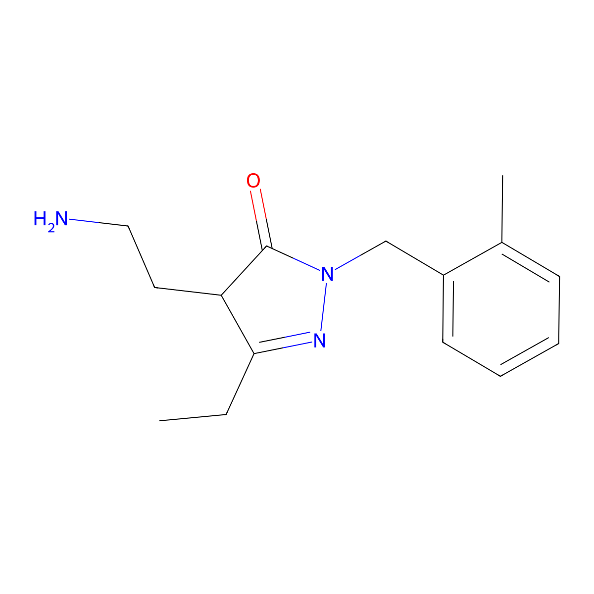 4-(2-aminoethyl)-3-ethyl-1-[(2-methylphenyl)methyl]-4,5-dihydro-1H-pyrazol-5-one molecular structure, CAS 1489226-12-1