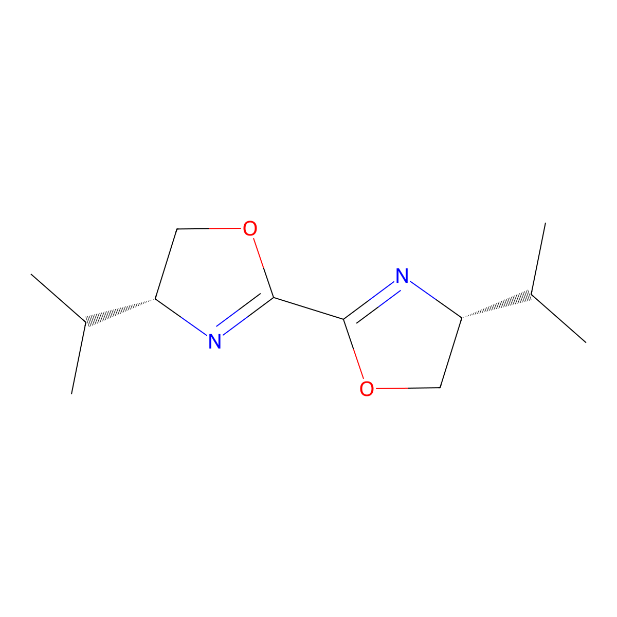 (4R,4'R)-4,4'-Diisopropyl-4,4',5,5'-tetrahydro-2,2'-bioxazole molecular structure, CAS 148925-97-7