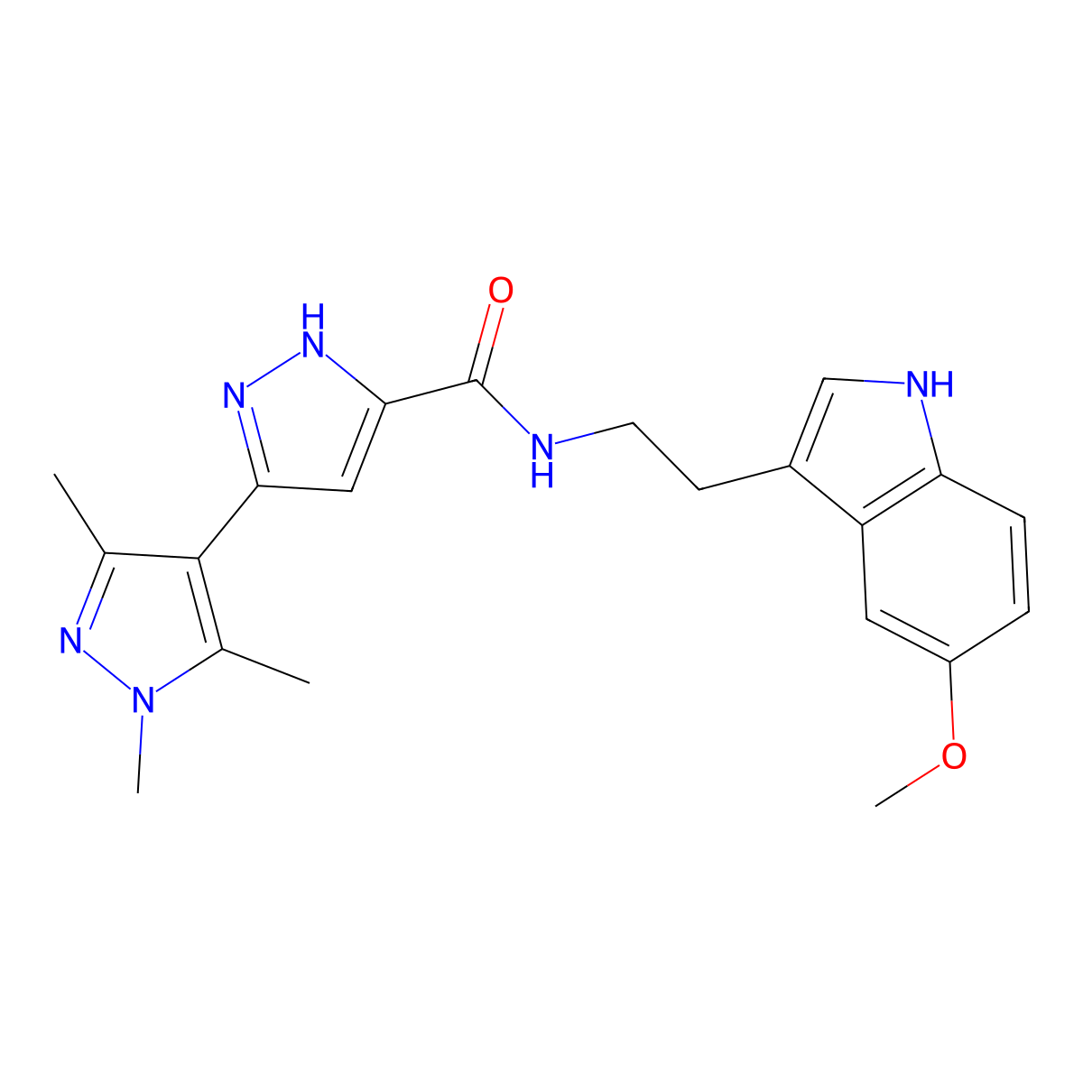 N-[2-(5-methoxy-1H-indol-3-yl)ethyl]-1',3',5'-trimethyl-1'H,2H-3,4'-bipyrazole-5-carboxamide molecular structure, CAS 1489256-53-2