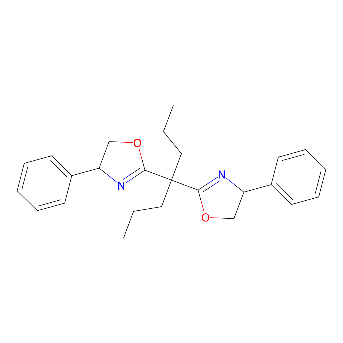 (4S,4'S)-2,2'-(Heptane-4,4-diyl)bis(4-phenyl-4,5-dihydrooxazole) molecular structure, CAS 1489257-33-1