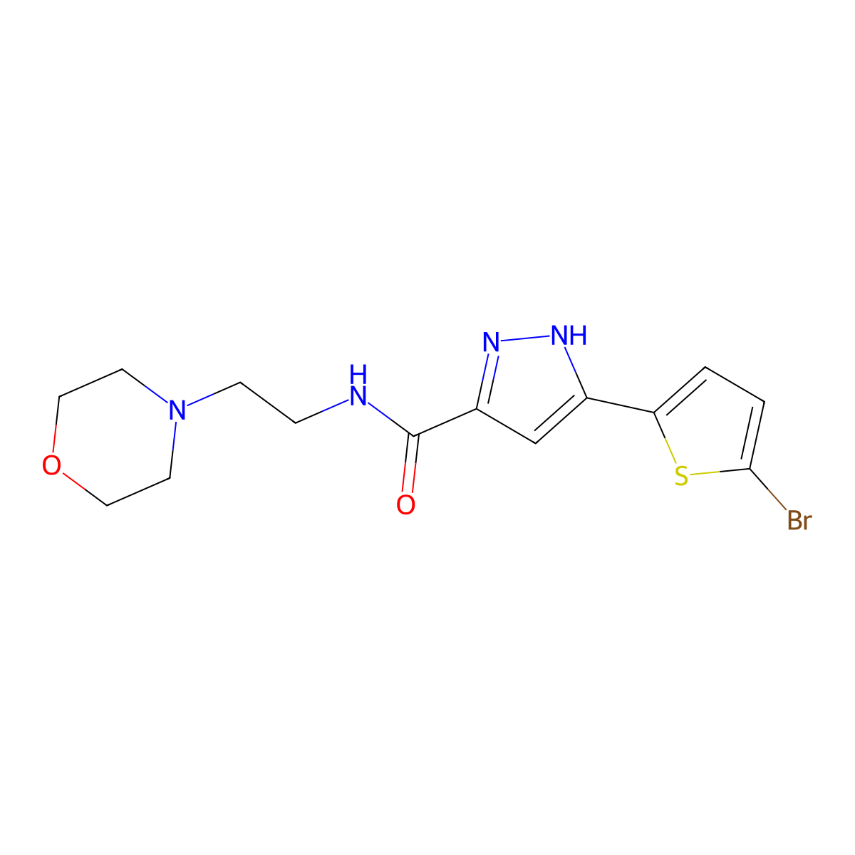 5-(5-bromo-2-thienyl)-N~3~-(2-morpholinoethyl)-1H-pyrazole-3-carboxamide molecular structure, CAS 1489257-83-1