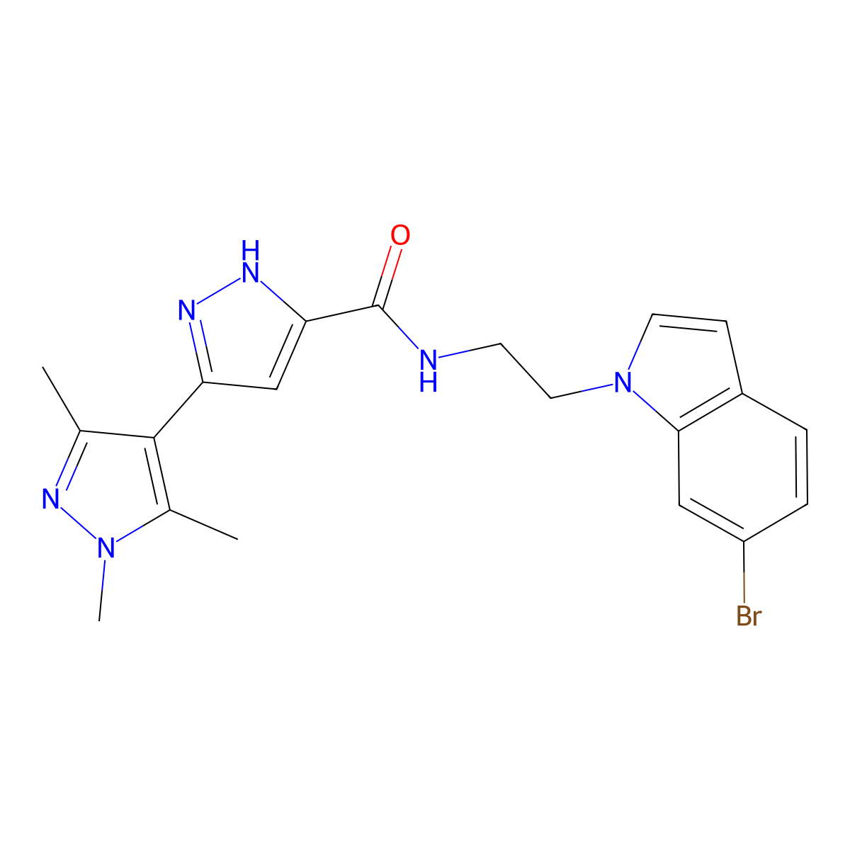 N-[2-(6-bromo-1H-indol-1-yl)ethyl]-1',3',5'-trimethyl-1'H,2H-3,4'-bipyrazole-5-carboxamide molecular structure, CAS 1489259-28-0
