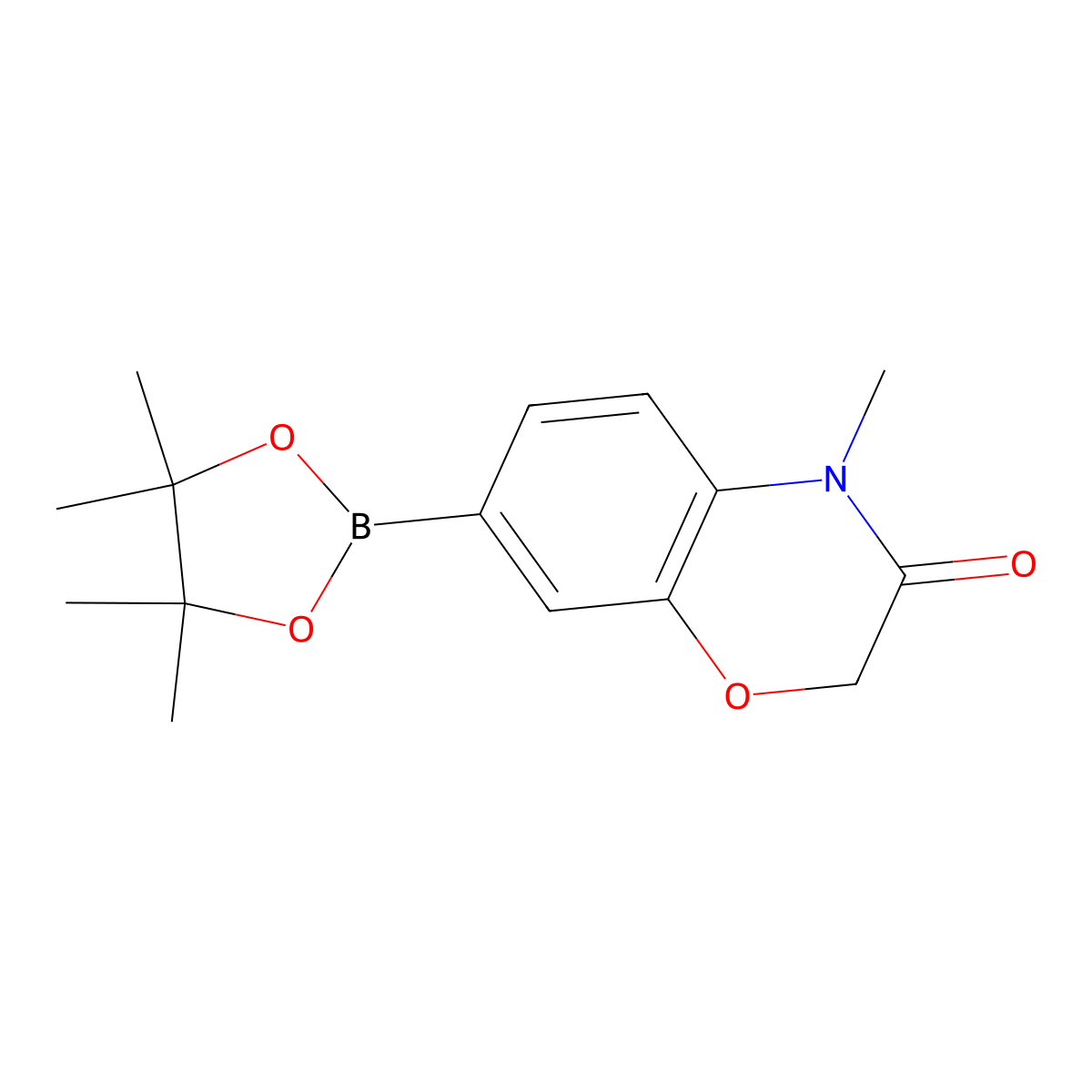 4-methyl-7-(tetramethyl-1,3,2-dioxaborolan-2-yl)-3,4-dihydro-2H-1,4-benzoxazin-3-one molecular structure, CAS 1489264-77-8