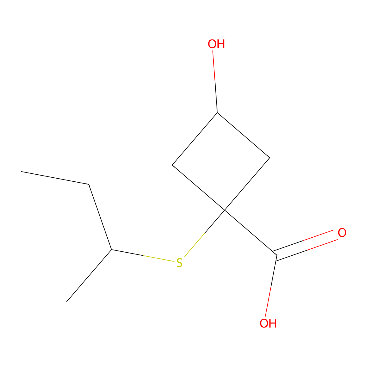 1-(Sec-butylthio)-3-hydroxycyclobutane-1-carboxylic acid molecular structure, CAS 1489270-47-4