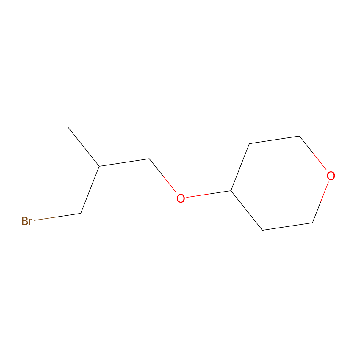 4-(3-Bromo-2-methylpropoxy)oxane molecular structure, CAS 1489272-34-5