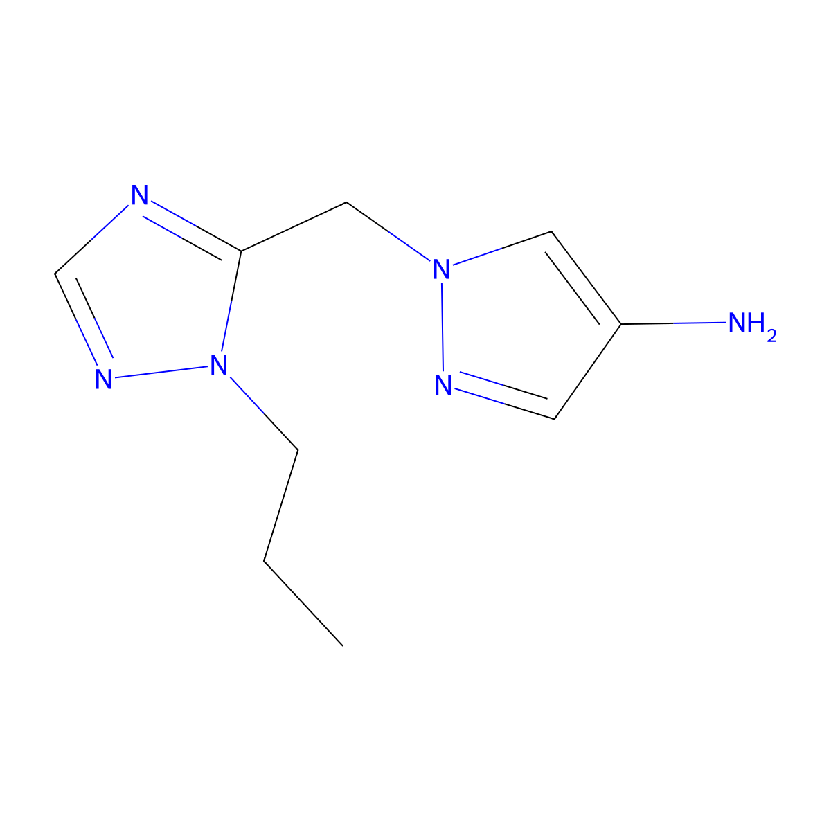 1-((1-Propyl-1h-1,2,4-triazol-5-yl)methyl)-1h-pyrazol-4-amine molecular structure, CAS 1489282-80-5