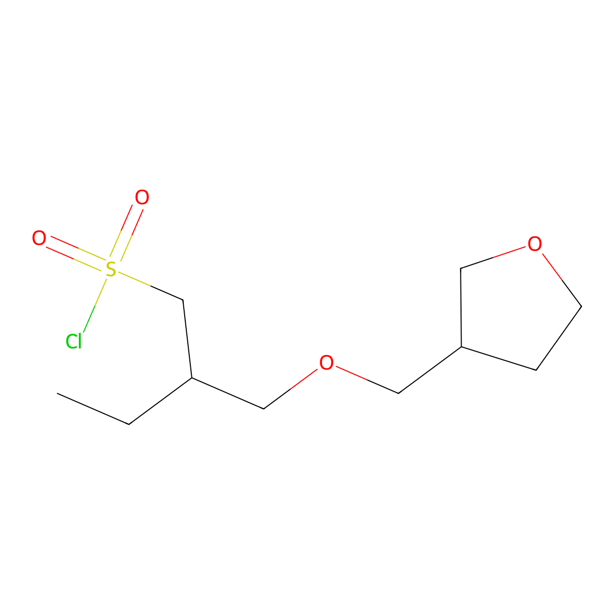 2-{[(Oxolan-3-yl)methoxy]methyl}butane-1-sulfonyl chloride molecular structure, CAS 1489296-01-6