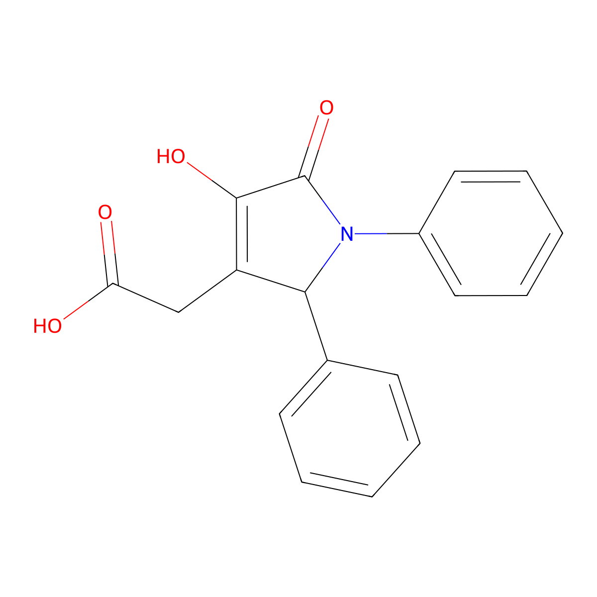 1H-Pyrrole-3-acetic acid, 2,5-dihydro-1,2-diphenyl-4-hydroxy-5-oxo- molecular structure, CAS 148930-27-2
