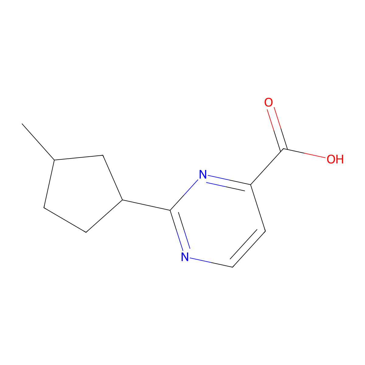 2-(3-Methylcyclopentyl)pyrimidine-4-carboxylic acid molecular structure, CAS 1489303-89-0
