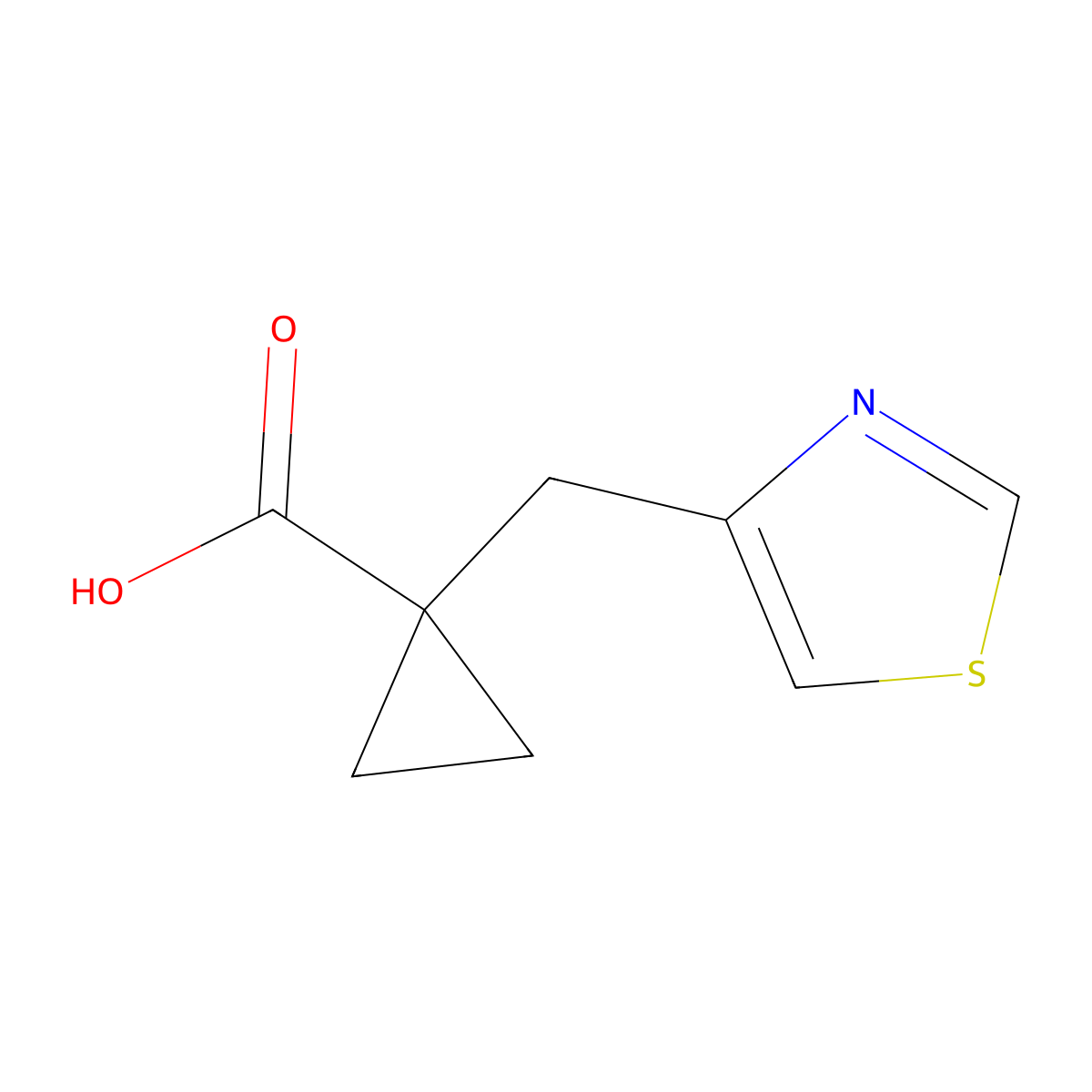 1-(Thiazol-4-ylmethyl)cyclopropane-1-carboxylic acid molecular structure, CAS 1489314-84-2