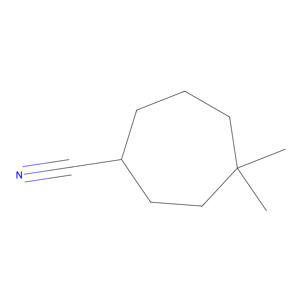 4,4-Dimethylcycloheptane-1-carbonitrile molecular structure, CAS 1489337-79-2