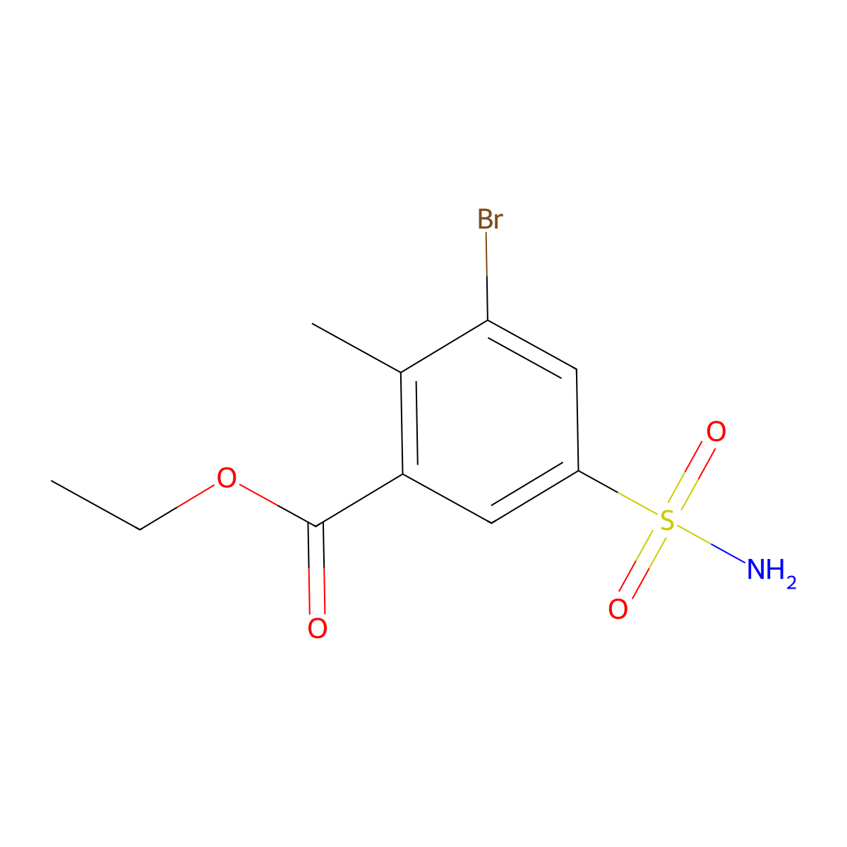 Ethyl 3-bromo-2-methyl-5-sulfamoylbenzoate molecular structure, CAS 1489360-41-9