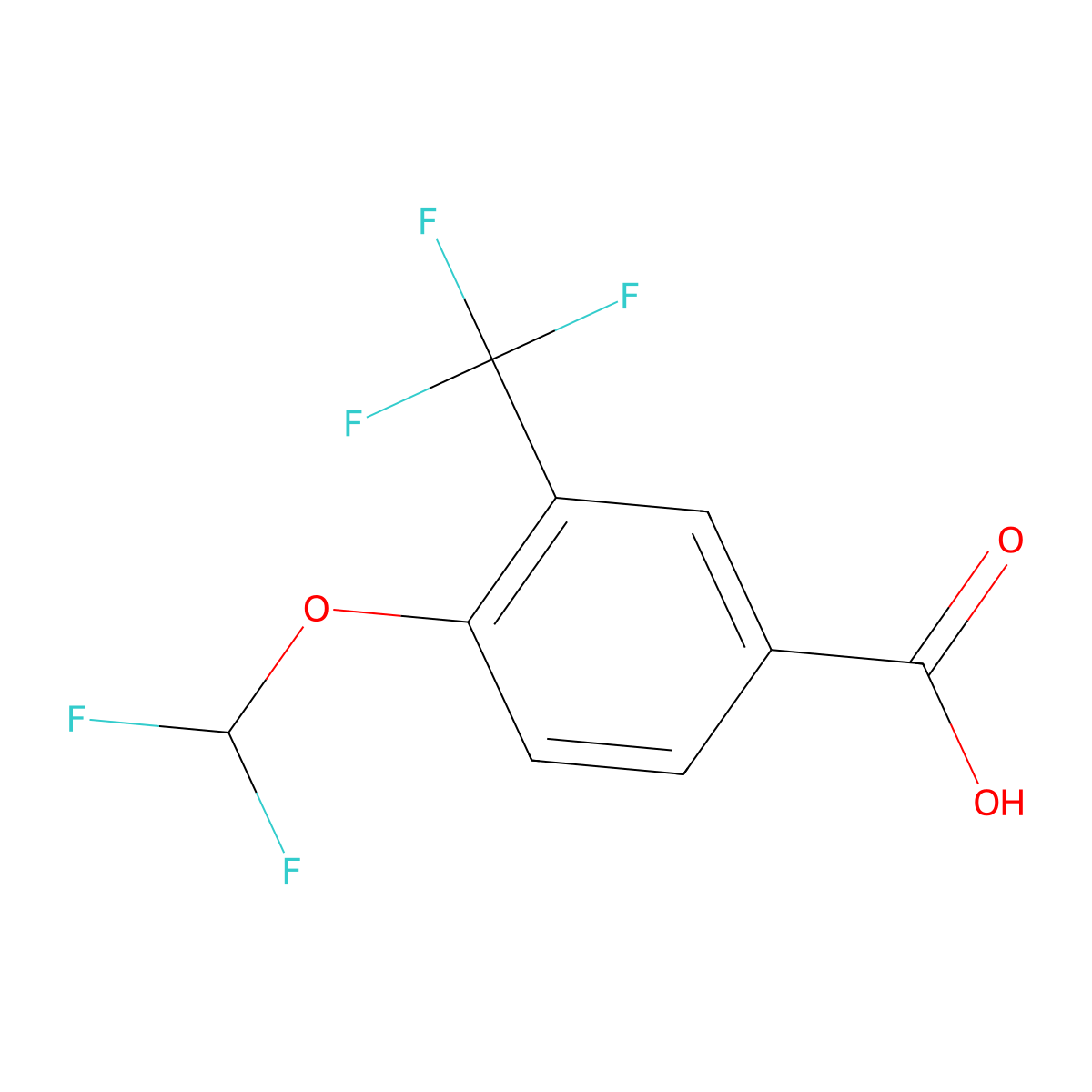 4-(Difluoromethoxy)-3-(trifluoromethyl)benzoic acid molecular structure, CAS 1489402-88-1