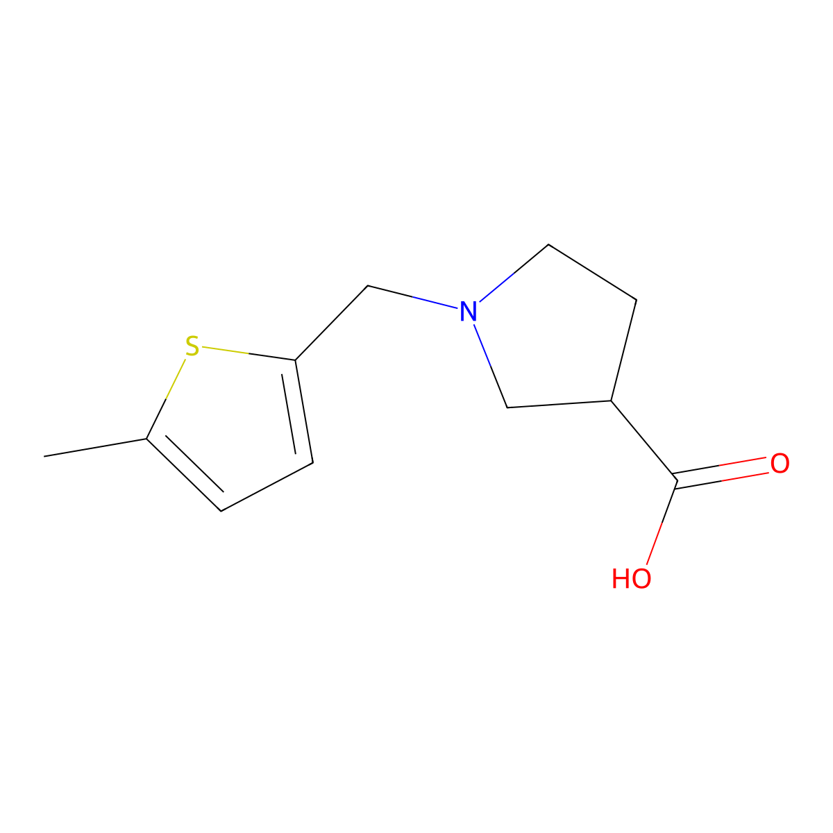 1-[(5-Methylthiophen-2-yl)methyl]pyrrolidine-3-carboxylic acid molecular structure, CAS 1489405-20-0