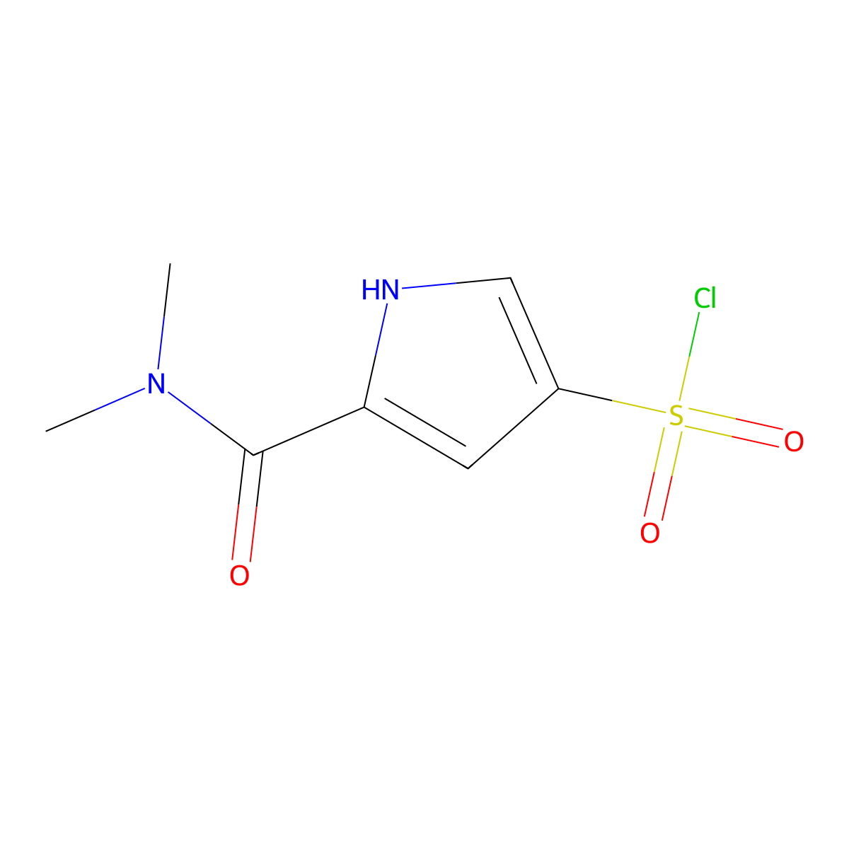 5-(dimethylcarbamoyl)-1H-pyrrole-3-sulfonyl chloride molecular structure, CAS 1489410-74-3