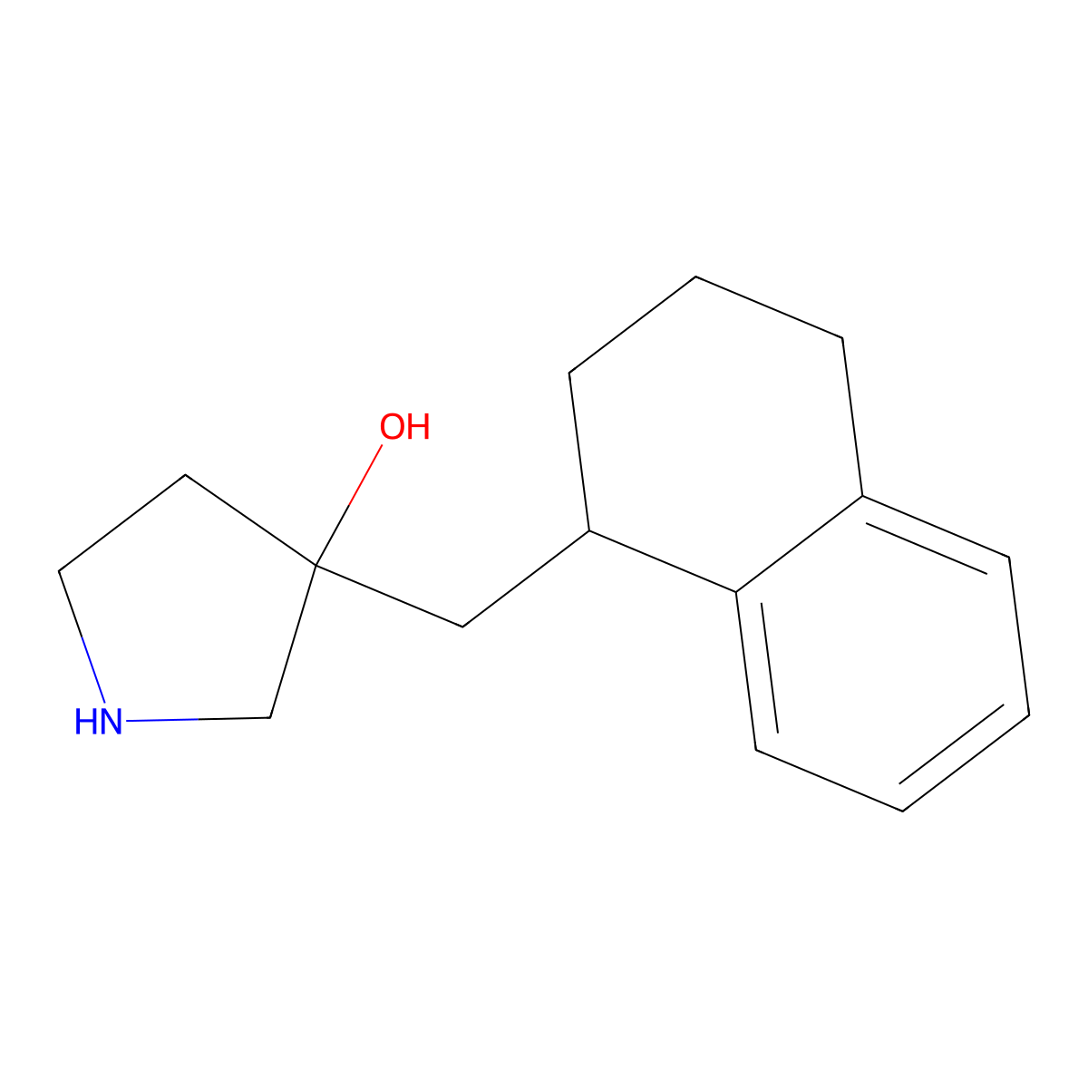 3-((1,2,3,4-Tetrahydronaphthalen-1-yl)methyl)pyrrolidin-3-ol molecular structure, CAS 1489458-19-6