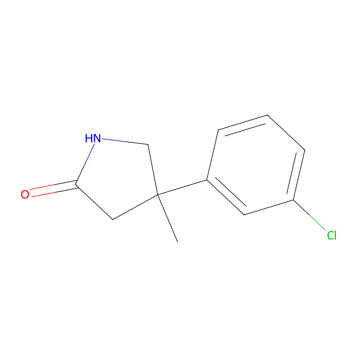4-(3-Chlorophenyl)-4-methylpyrrolidin-2-one molecular structure, CAS 1489459-26-8