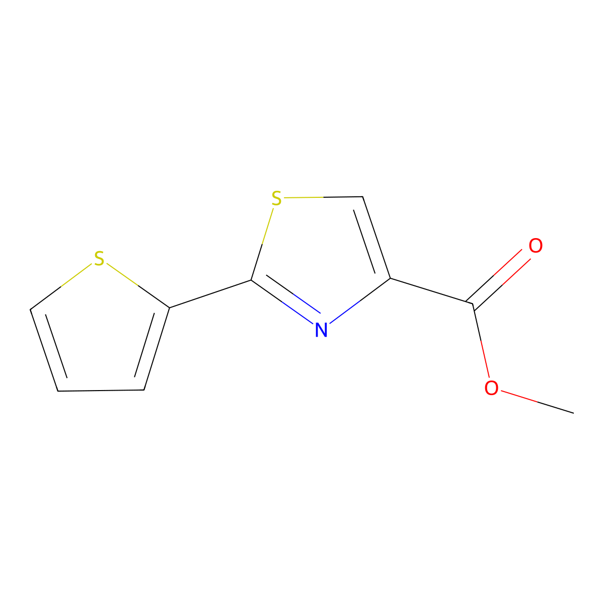 Methyl 2-(thiophen-2-yl)thiazole-4-carboxylate molecular structure, CAS 1489464-15-4