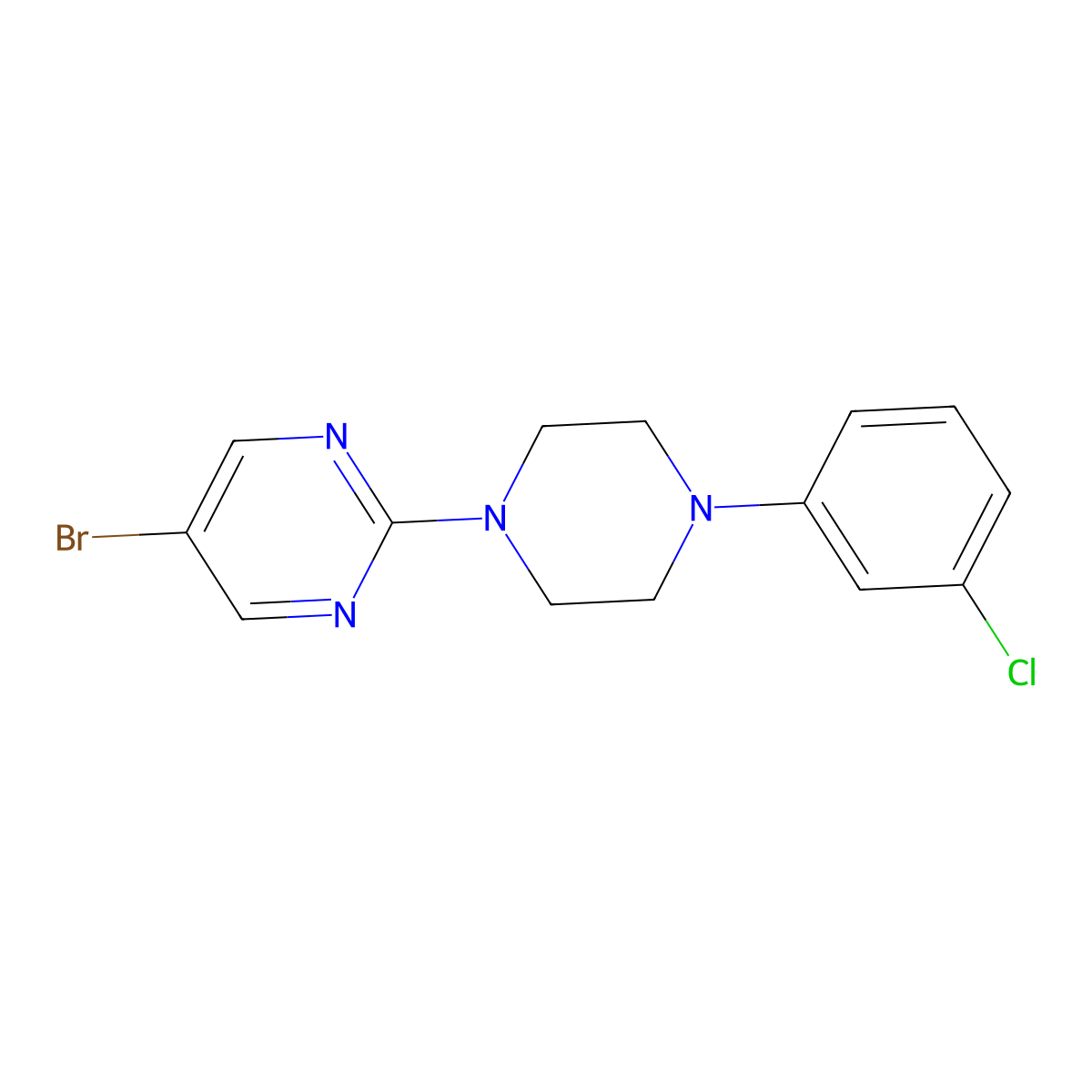 5-Bromo-2-[4-(3-chlorophenyl)piperazin-1-yl]pyrimidine molecular structure, CAS 1489478-78-5
