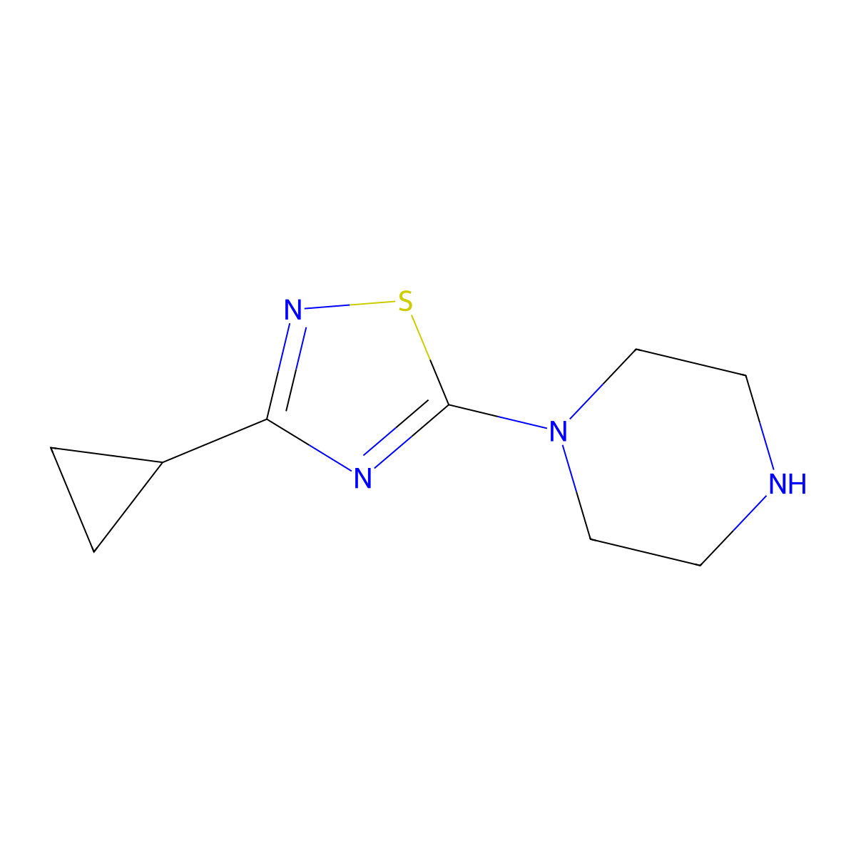 1-(3-Cyclopropyl-1,2,4-thiadiazol-5-yl)piperazine molecular structure, CAS 1489486-20-5