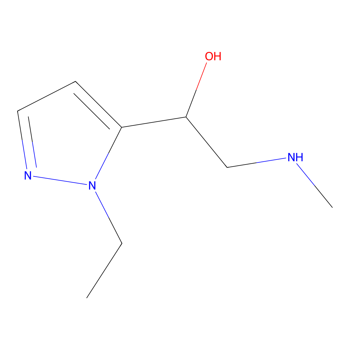 1-(1-Ethyl-1h-pyrazol-5-yl)-2-(methylamino)ethan-1-ol molecular structure, CAS 1489486-94-3
