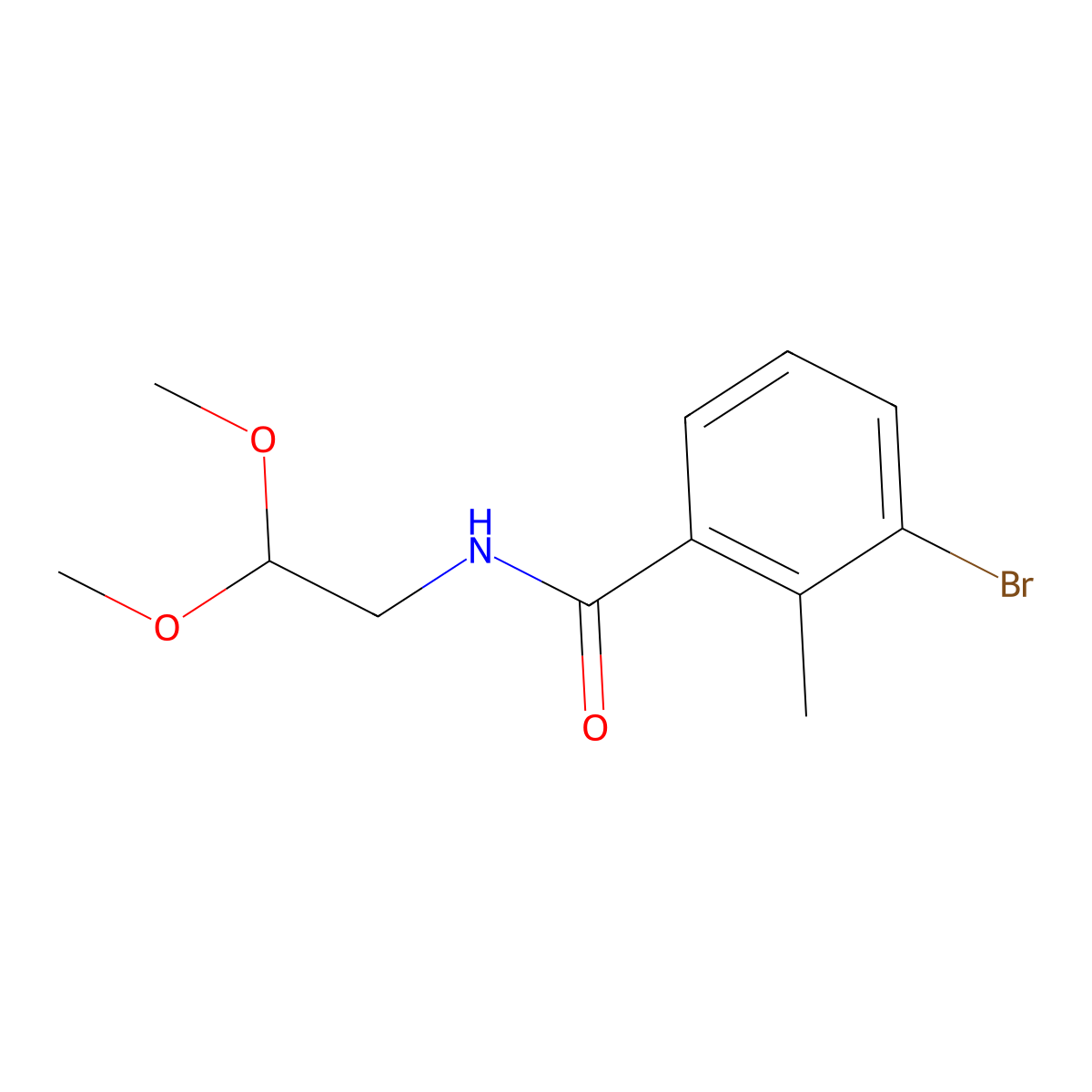 3-bromo-N-(2,2-dimethoxyethyl)-2-methylbenzamide molecular structure, CAS 1489487-28-6