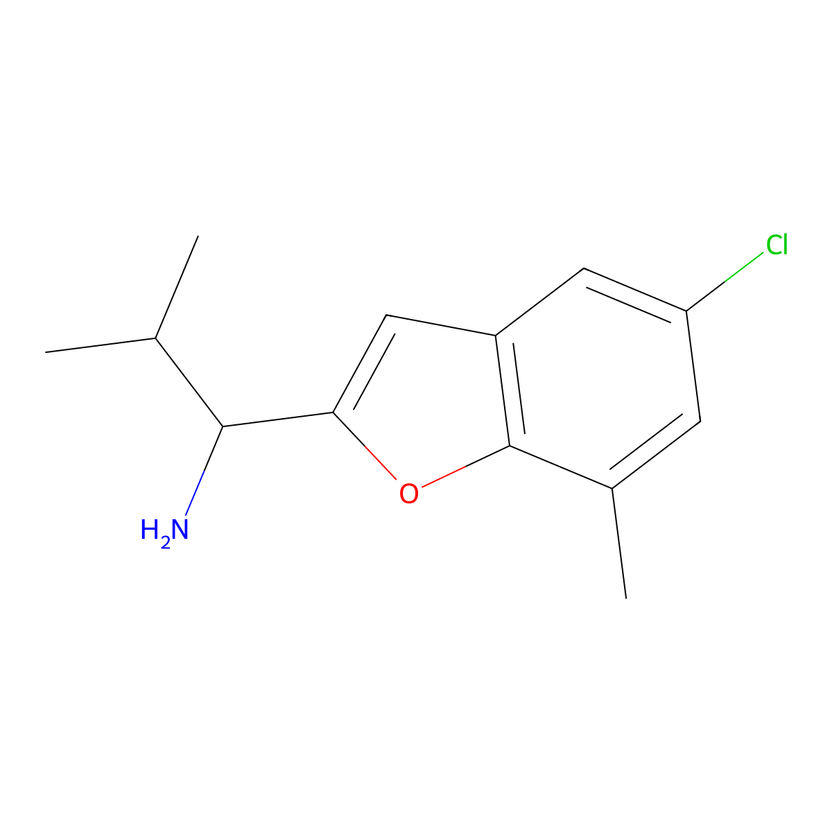 1-(5-Chloro-7-methylbenzofuran-2-yl)-2-methylpropan-1-amine molecular structure, CAS 1489492-55-8