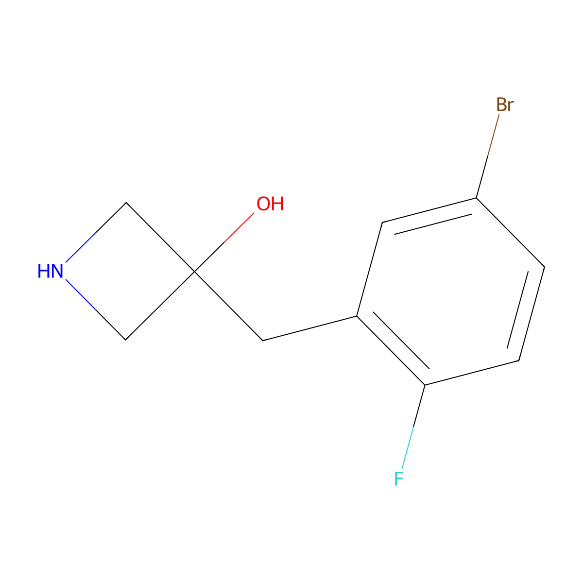3-(5-Bromo-2-fluorobenzyl)azetidin-3-ol molecular structure, CAS 1489495-10-4