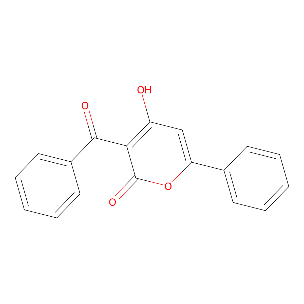 3-benzoyl-4-hydroxy-6-phenyl-2H-pyran-2-one molecular structure, CAS 14895-21-7