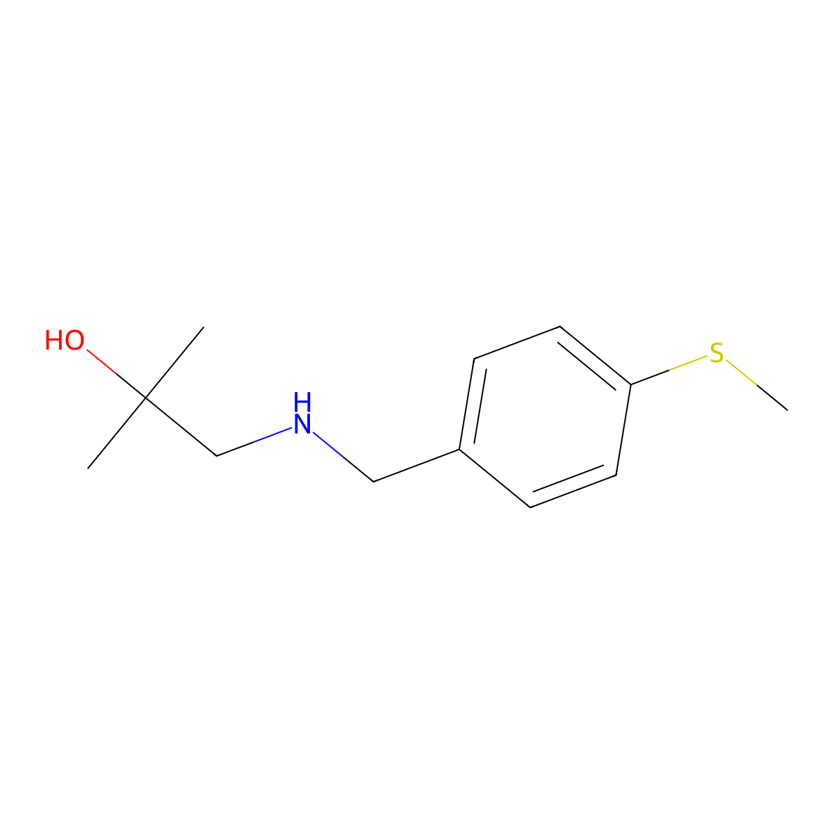 2-Methyl-1-({[4-(methylsulfanyl)phenyl]methyl}amino)propan-2-ol molecular structure, CAS 1489521-27-8