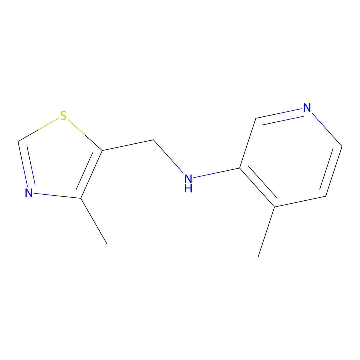 4-methyl-N-[(4-methyl-1,3-thiazol-5-yl)methyl]pyridin-3-amine molecular structure, CAS 1489527-17-4