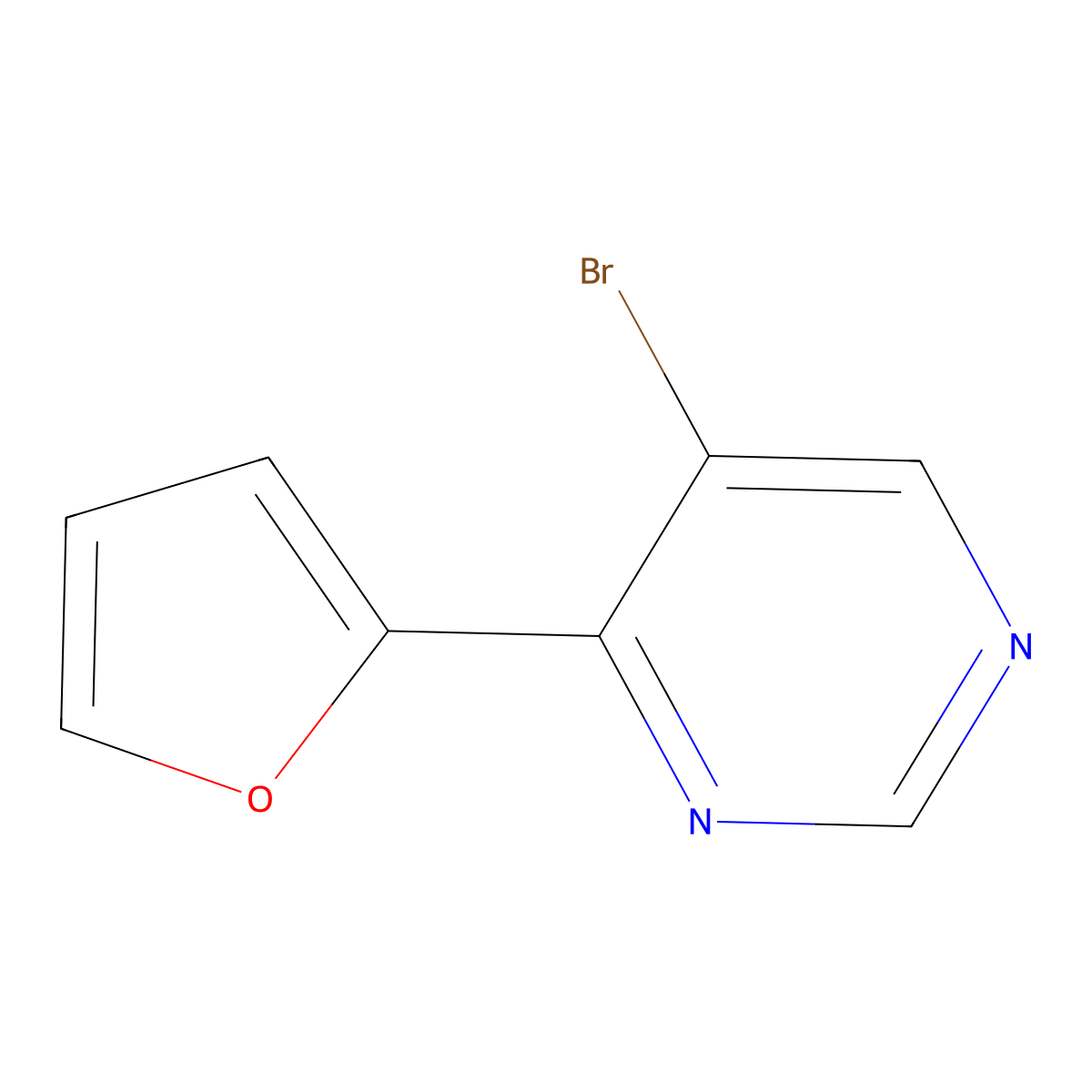 5-Bromo-4-(furan-2-yl)pyrimidine molecular structure, CAS 1489552-30-8