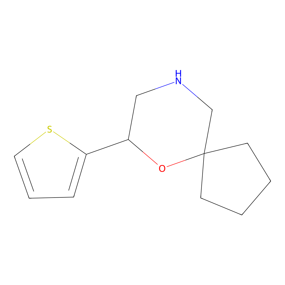 7-(Thiophen-2-yl)-6-oxa-9-azaspiro(4.5)decane molecular structure, CAS 1489553-91-4