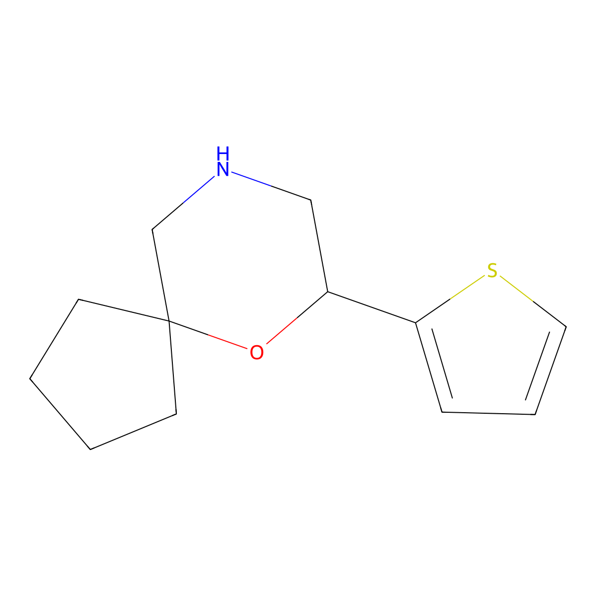 7-(Thiophen-2-yl)-6-oxa-9-azaspiro(4.5)decane molecular structure, CAS 1489553-91-4