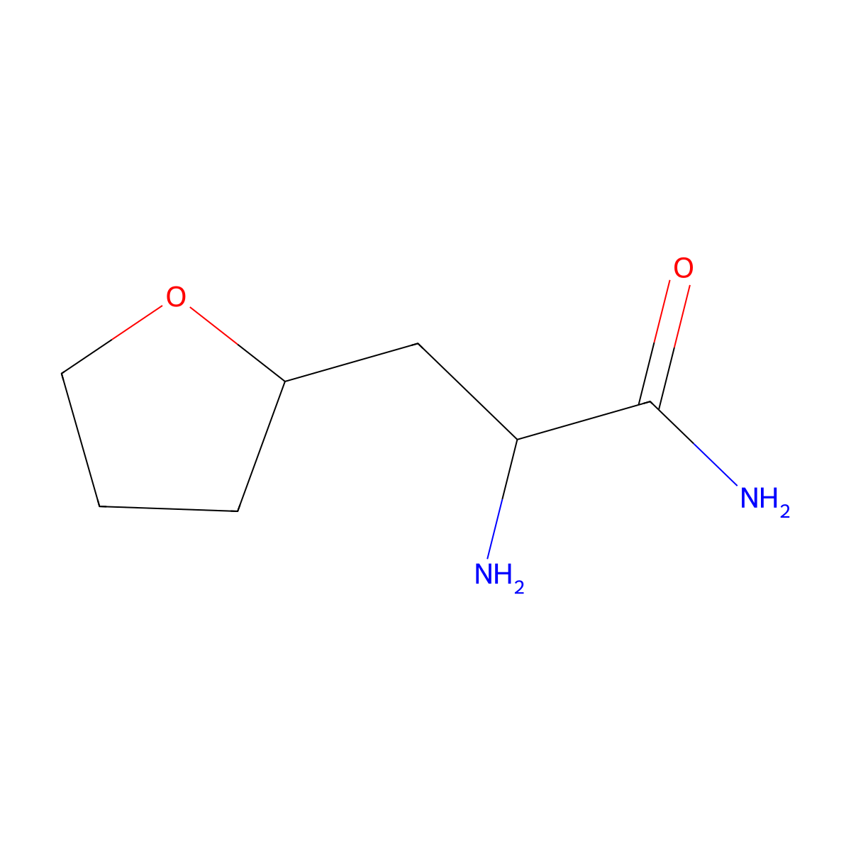 2-Amino-3-(oxolan-2-yl)propanamide molecular structure, CAS 1489559-27-4