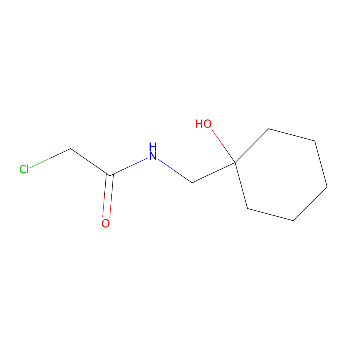 2-chloro-N-[(1-hydroxycyclohexyl)methyl]acetamide molecular structure, CAS 1489573-20-7